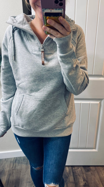 Preorder Heathered Gray 1/4 Zip Wanakome Hoodie