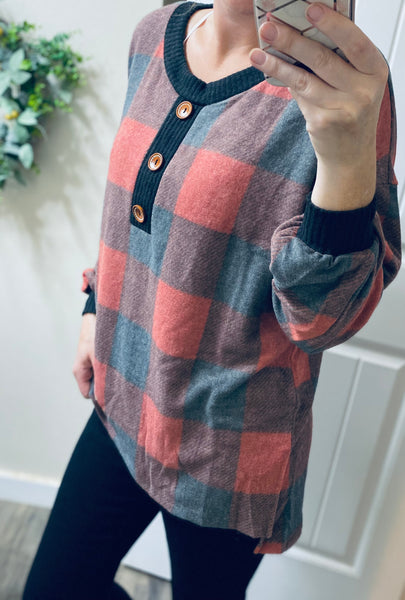Plaid Button Long Sleeve