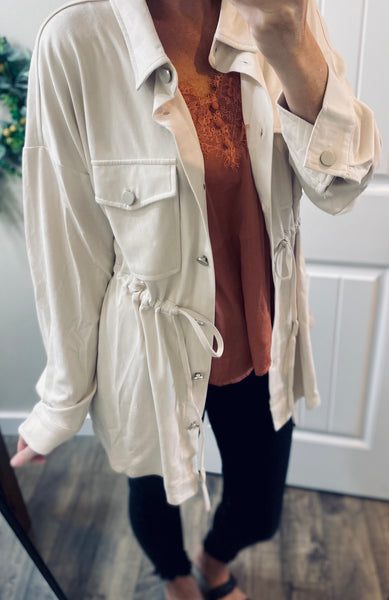 Beige Suede Tie Jacket