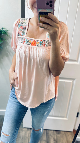 Preorder Pink Embroidered Top