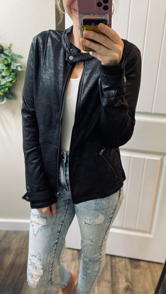 Faux Leather Racer Jacket