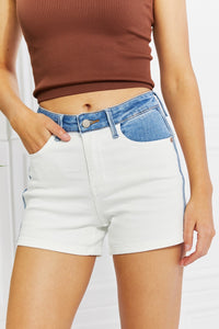 Judy Blue White/Blue Trim Shorts