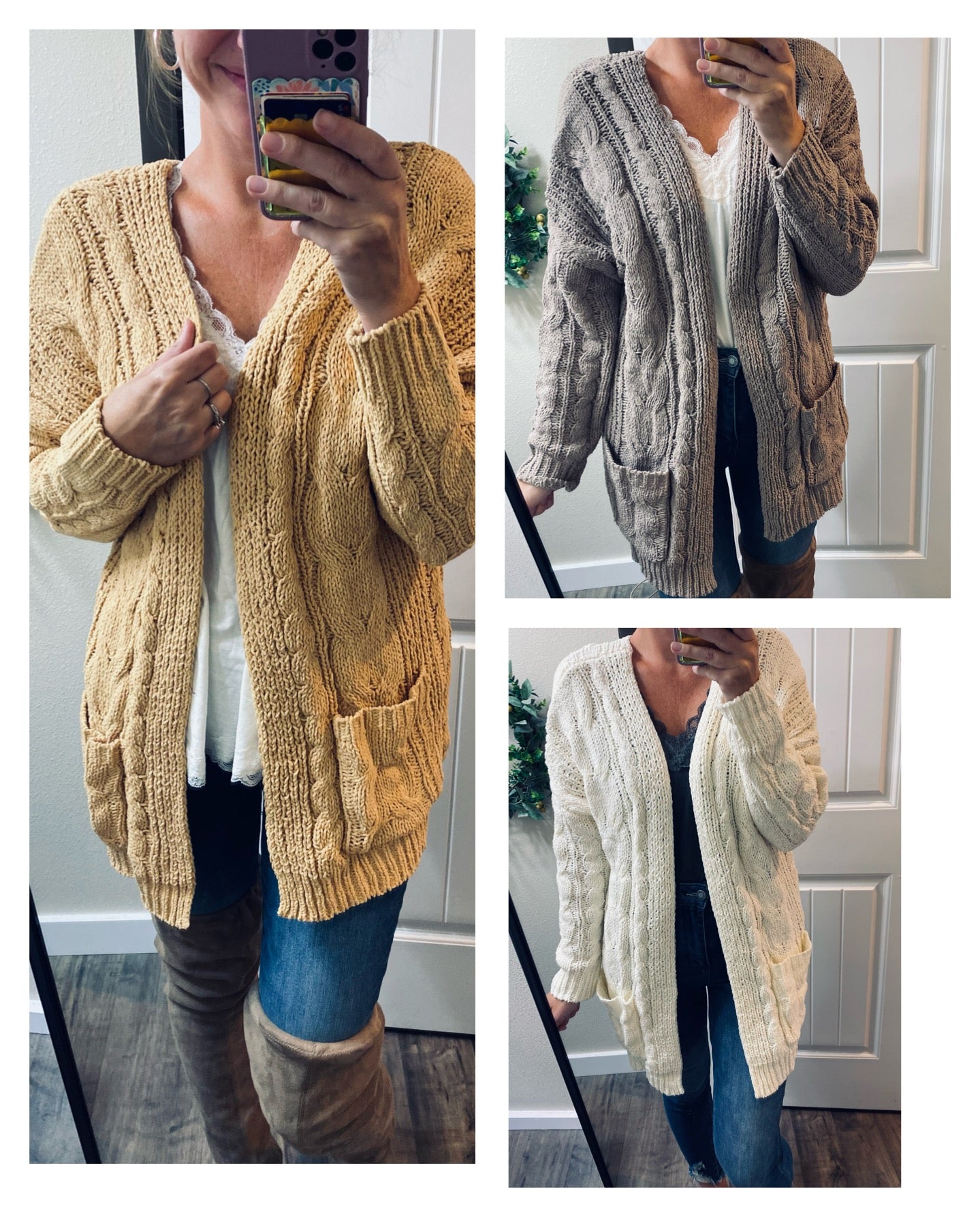 Plush Cable-knit Cardigans