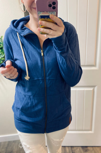 Navy Full Zip Ampersand Ave. Hoodie