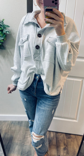 Grey Button Pullover