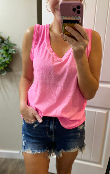 Raw Hem Sleeveless Top