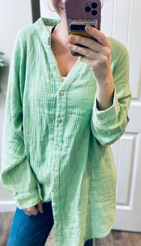Vintage Mint Button Up