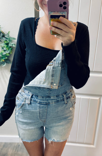 Judy Blue Raw Hem Overall Shorts