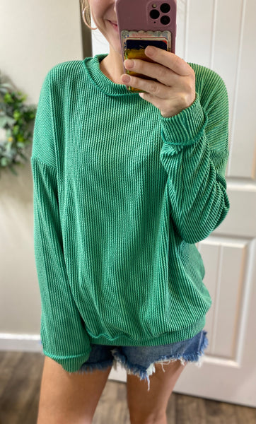 Emerald Ribbed Long Sleeve