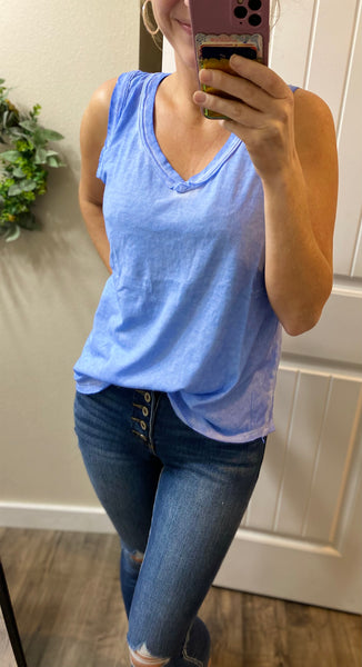 Raw Hem Sleeveless Top