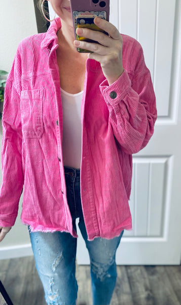 Pink Corduroy Shacket