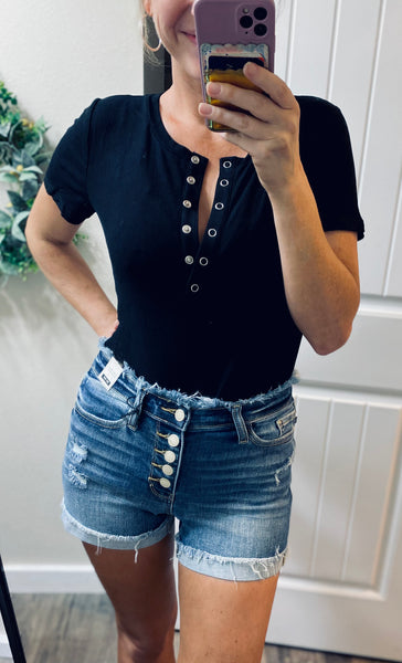 Judy Blue Buttonfly Raw Hem Shorts