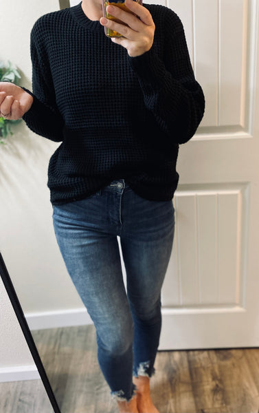 Hi-Low Waffleknit Sweater