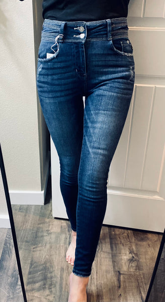 Kancan Darkwash Double-button Skinny Denim