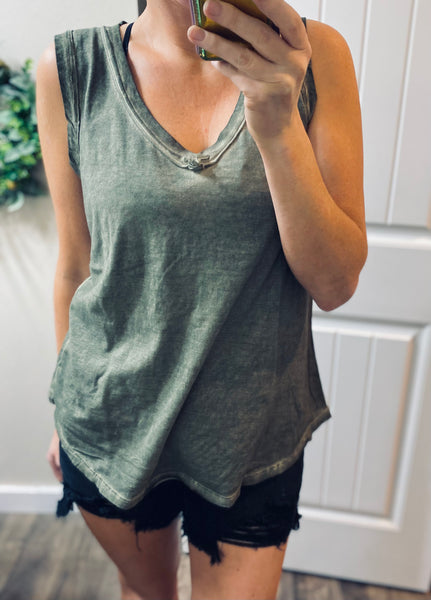 Raw Hem Sleeveless Top