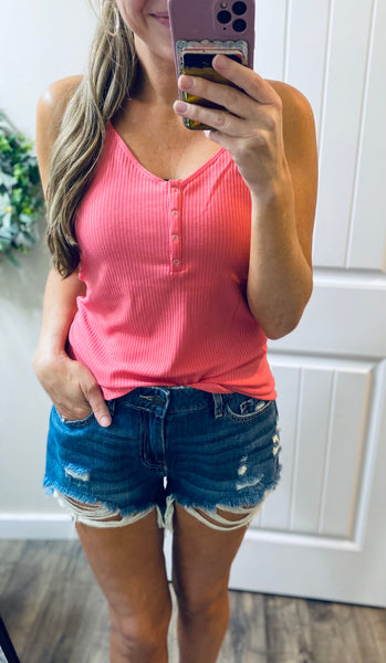 Rose Button Henley Cami