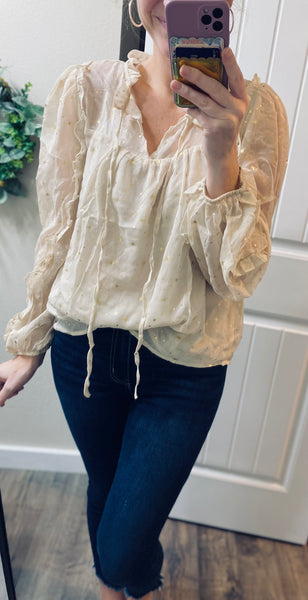Glitter Gold Peasant Blouse