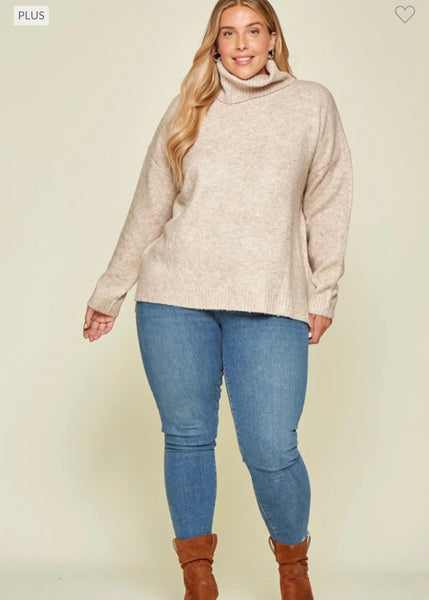 SALE! Plus Oatmeal Turtleneck Sweater