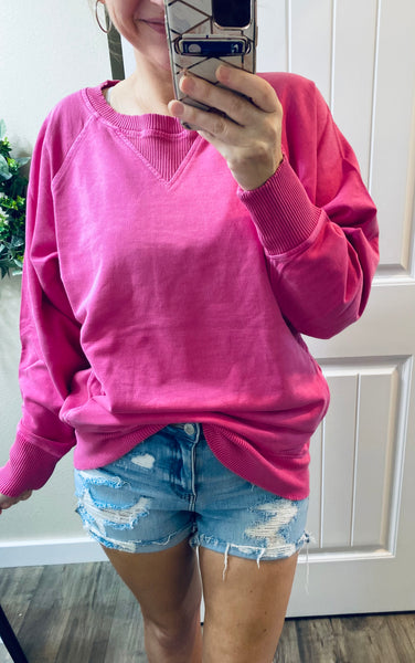 Mineral-wash  French Terry Long Sleeve