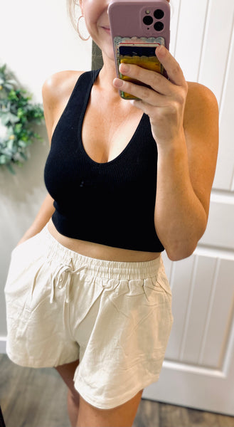 Ribbed Racerback Bra with Removable Pads