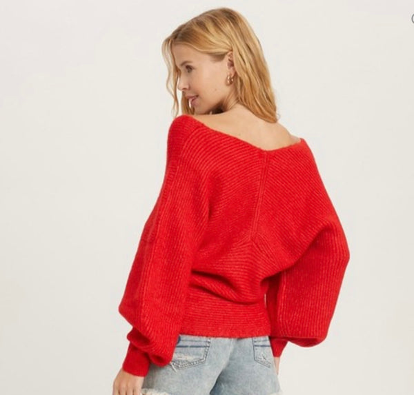 Red Crossover Sweater