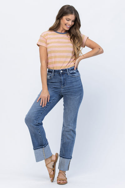 Judy Blue Wide Leg Cuff Denim