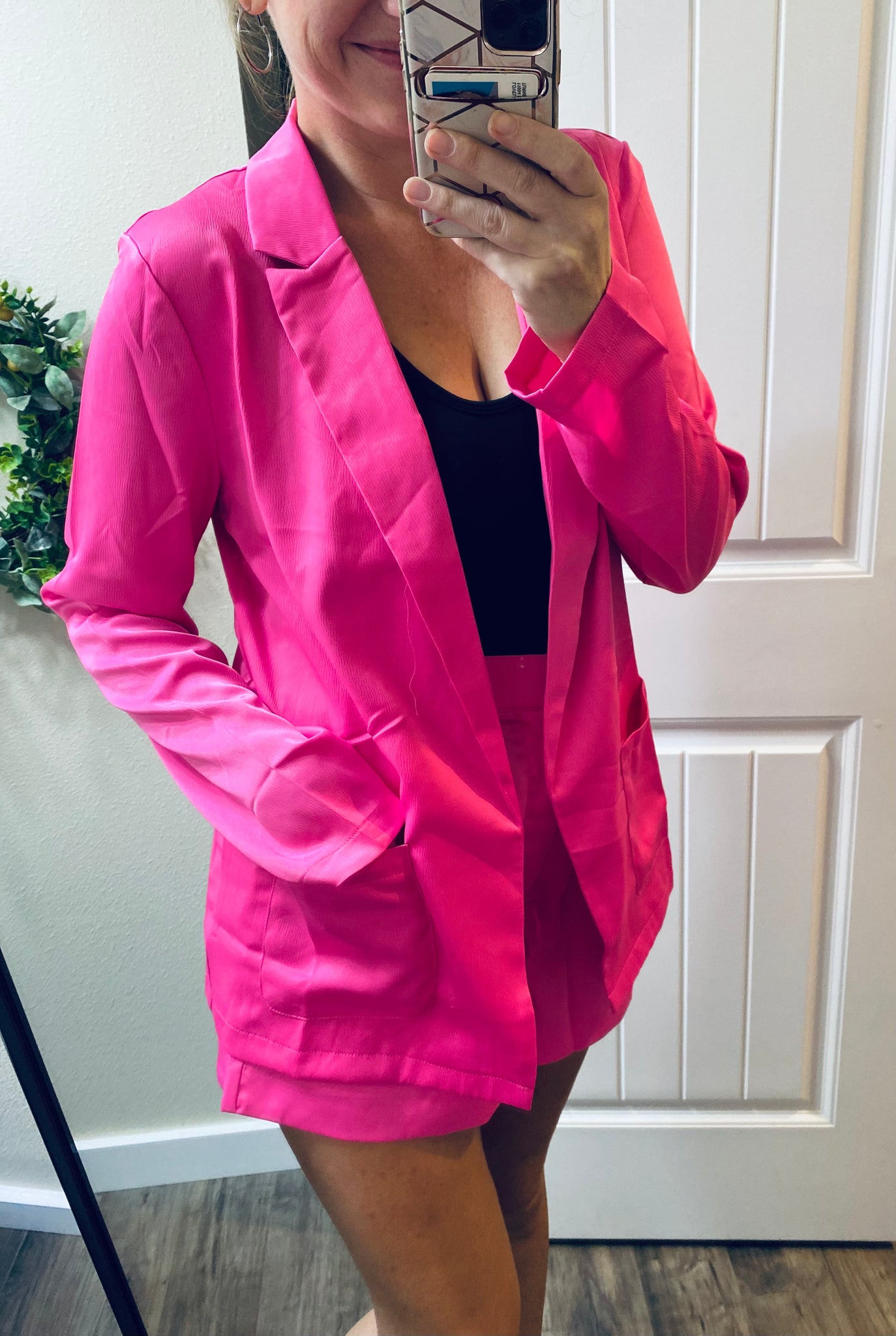 Electric Pink Blazer/Shorts Outfit
