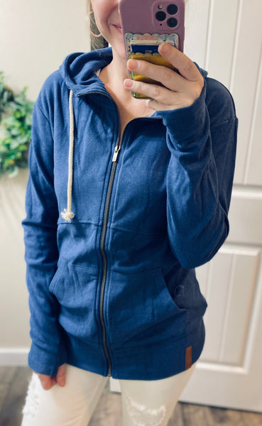 Navy Full Zip Ampersand Ave. Hoodie