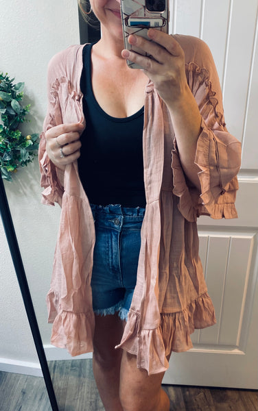 Mauve Ruffle Cardigan