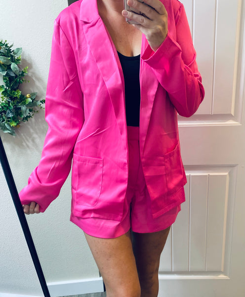Electric Pink Blazer/Shorts Outfit