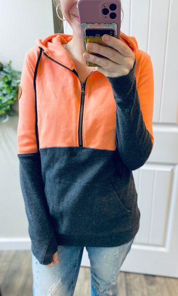 Coral Charcoal 1/2 Zip Hoodie