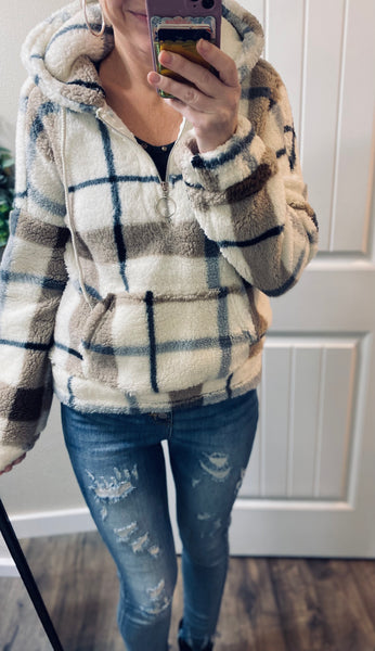 Ampersand Ave. Plaid Sherpa 1/2 Zip Pullover