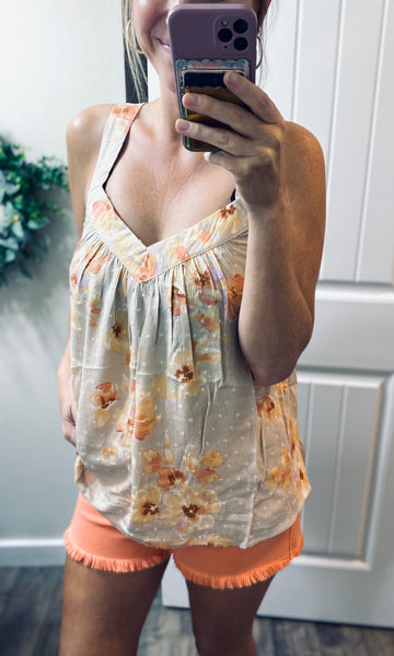 Peach Brilliant Blossom Swiss Dot Tank