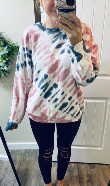 Color Contrast Tie Dye Sweater