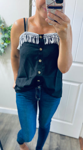 Sale! Button Down Tassel Cami