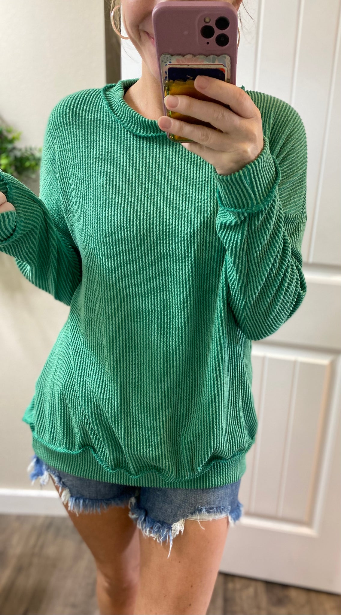 Emerald Ribbed Long Sleeve