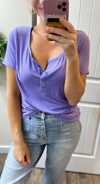 G & L Mineral Wash Button Henley Short Sleeve