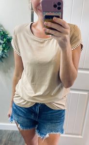 Taupe Tulip Hem Short Sleeve