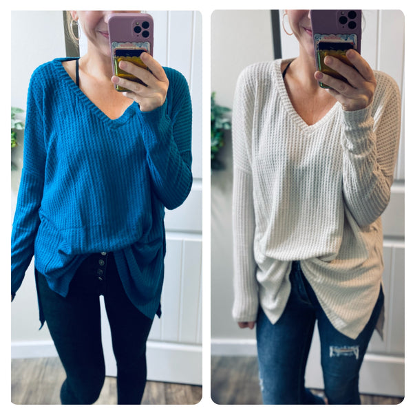 Oversized Waffle Hi-Low Long Sleeve