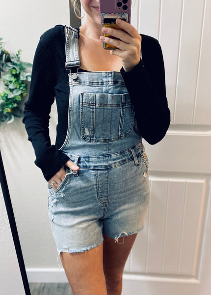 Judy Blue Raw Hem Overall Shorts