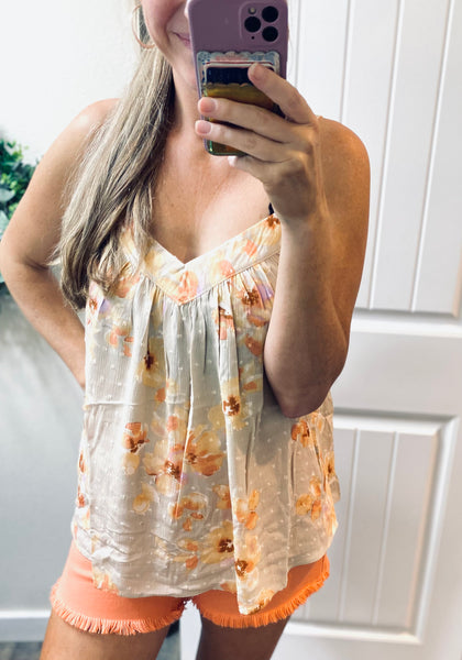 Peach Brilliant Blossom Swiss Dot Tank