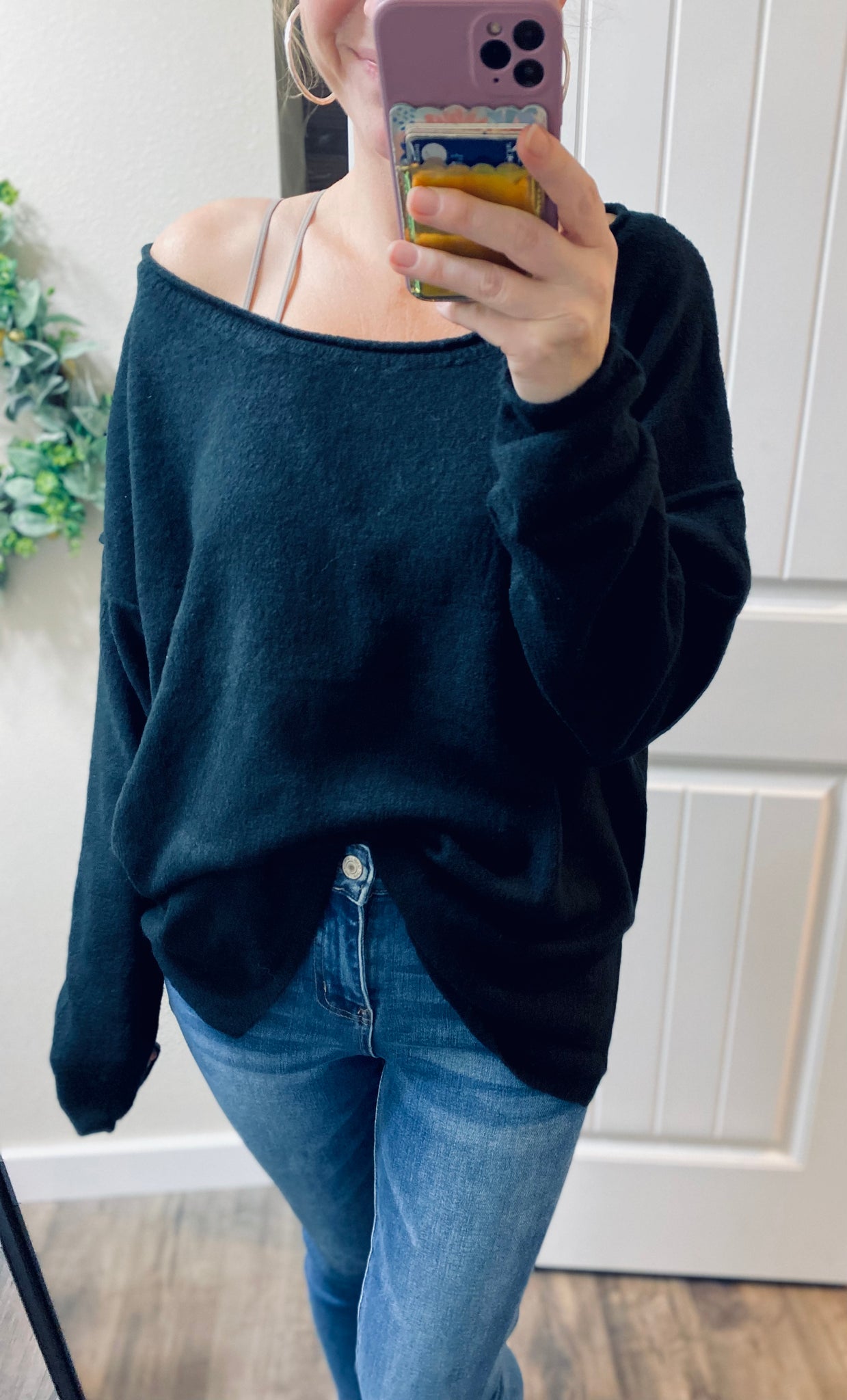 Oversized Black Exposed Seam Sweater
