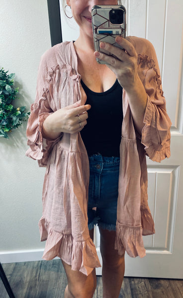 Mauve Ruffle Cardigan