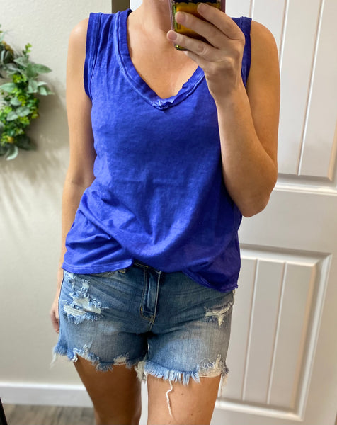 Raw Hem Sleeveless Top