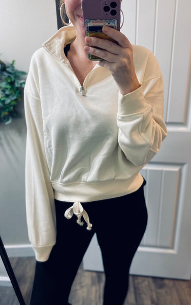 Cream 1/4 Zip Pullover