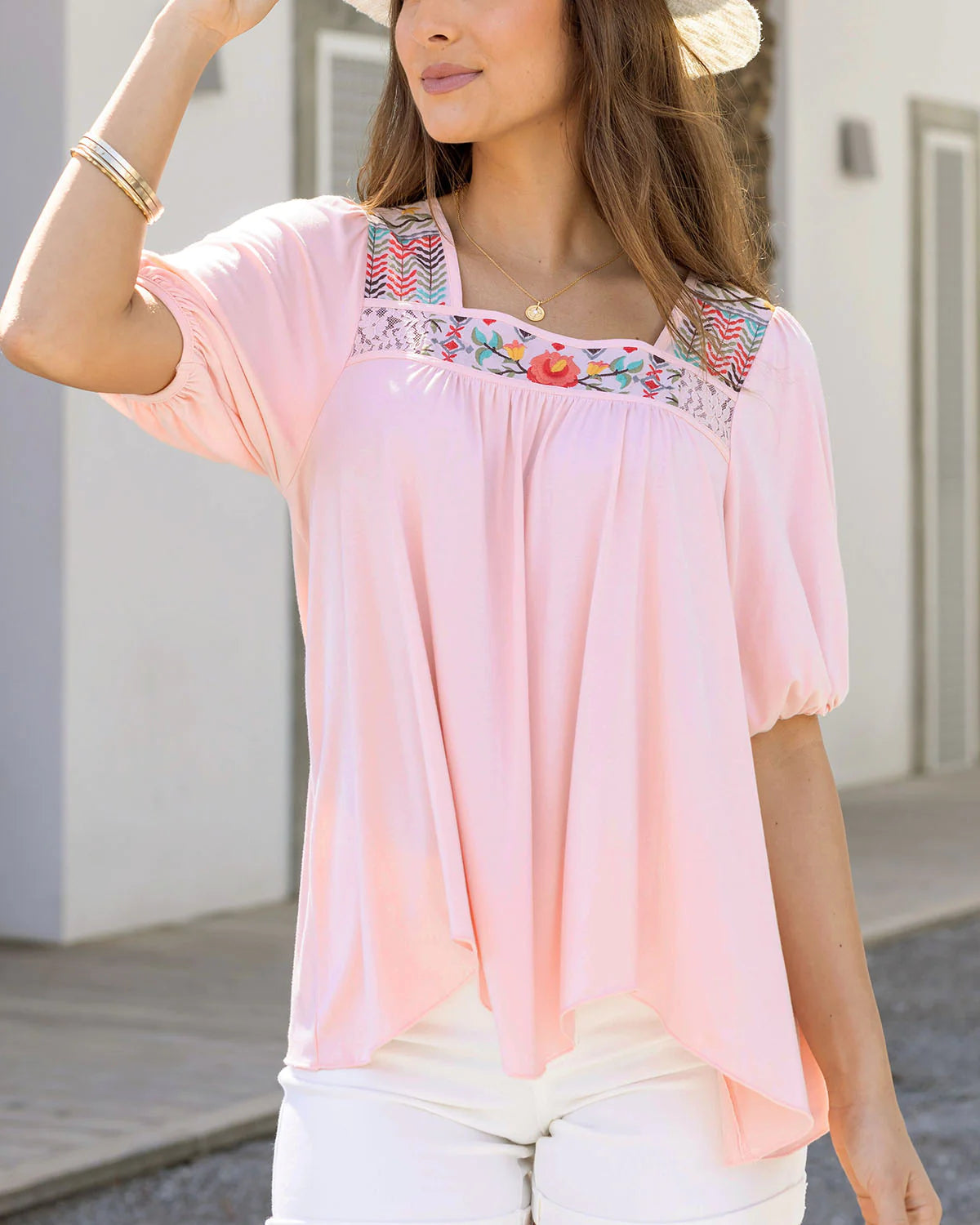 Preorder Pink Embroidered Top