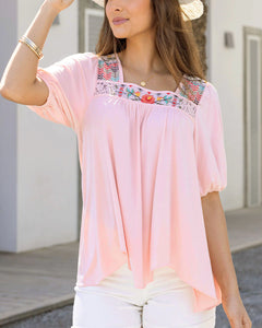 Preorder Pink Embroidered Top