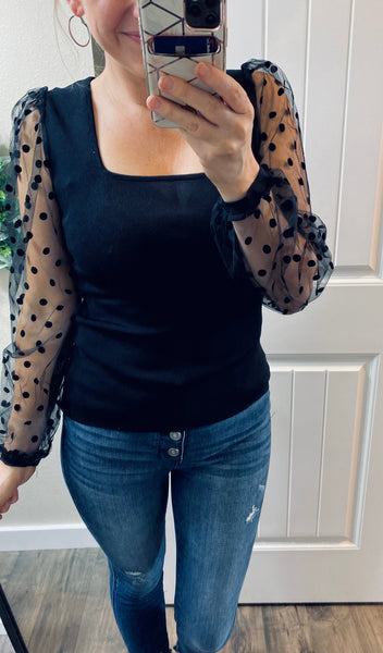 Polka Dot Square Neck Top