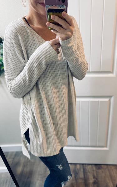 Oversized Waffle Hi-Low Long Sleeve