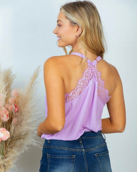 Lavender Lace Button Cami Bodysuit